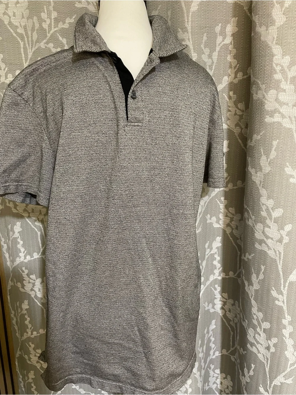 Banana Republic Heather Gray Polo with Black Placket